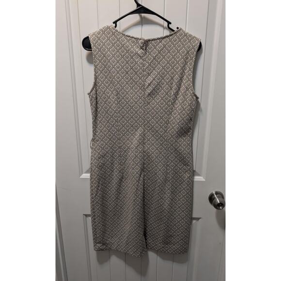 Sharagano Sleeveless Texture Blend Crew Neck Knee Length Dress Sz. 4 White Beige - Picture 5 of 8